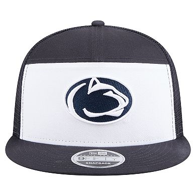 Men's New Era Navy/White Penn State Nittany Lions Outdoor Wide Panel 9FIFTY Snapback Trucker Hat