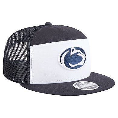 Men's New Era Navy/White Penn State Nittany Lions Outdoor Wide Panel 9FIFTY Snapback Trucker Hat
