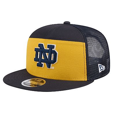 Men's New Era Black/Gold Notre Dame Fighting Irish Outdoor Wide Panel 9FIFTY Snapback Trucker Hat