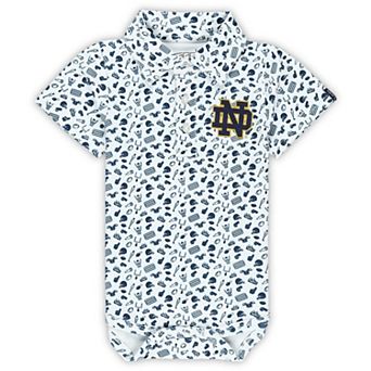 Infant Garb White/Navy Notre Dame Fighting Irish Tom Allover Print Performance Polo Bodysuit
