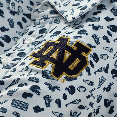 Infant Garb White/Navy Notre Dame Fighting Irish Tom Allover Print Performance Polo Bodysuit