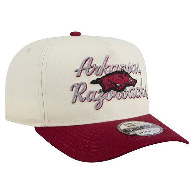 Men's New Era Cream/Cardinal Arkansas Razorbacks Vintage Chainstitch 9FIFTY A-Frame Snapback Hat