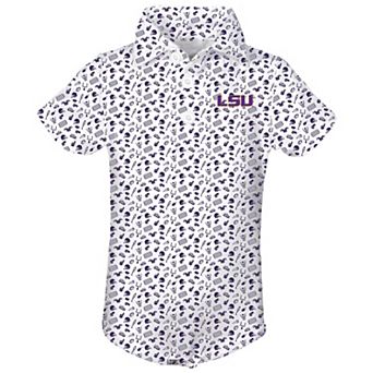 Infant Garb Purple/ LSU Tigers Tom Allover Print Performance Polo Bodysuit