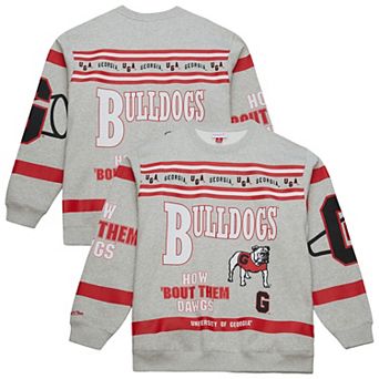 Men's Mitchell & Ness Heather Gray Georgia Bulldogs All Over Print Sweatshirt