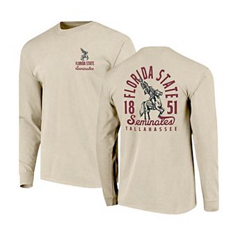 Men's Natural Florida State Seminoles Comfort Colors Mascot Overlay Long Sleeve T-Shirt