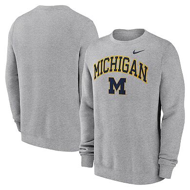 Men's Nike Gray Michigan Wolverines Arch Pullover Sweatshirt