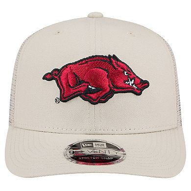 Men's New Era Stone Arkansas Razorbacks Canvas 9SEVENTY Stretch-Snap Adjustable Hat