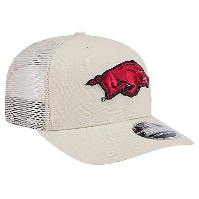 Men's New Era Stone Arkansas Razorbacks Canvas 9SEVENTY Stretch-Snap Adjustable Hat