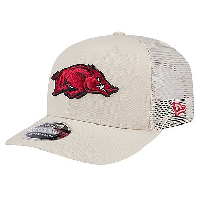 Men's New Era Stone Arkansas Razorbacks Canvas 9SEVENTY Stretch-Snap Adjustable Hat