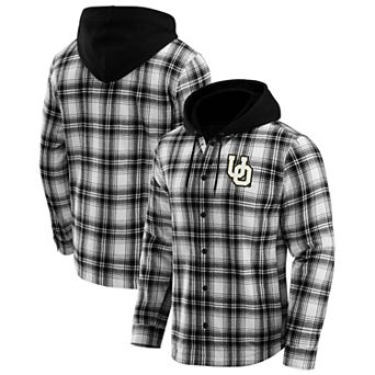 Men's Darius Rucker Collection by Fanatics Black Oregon Ducks Plaid Flannel Quilted Full-Snap Hooded Shacket