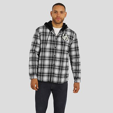 Men's Darius Rucker Collection by Fanatics Black Oregon Ducks Plaid Flannel Quilted Full-Snap Hooded Shacket