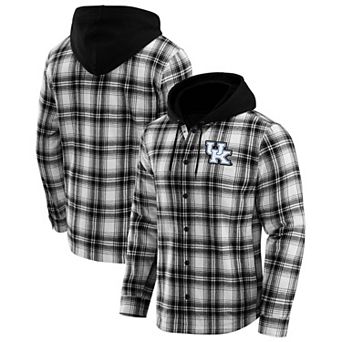 Men's Darius Rucker Collection by Fanatics Black Kentucky Wildcats Plaid Flannel Quilted Full-Snap Hooded Shacket