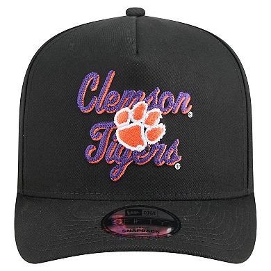 Men's New Era Black Clemson Tigers Vintage Chainstitch 9FIFTY A-Frame Snapback Hat