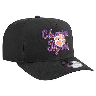 Men's New Era Black Clemson Tigers Vintage Chainstitch 9FIFTY A-Frame Snapback Hat