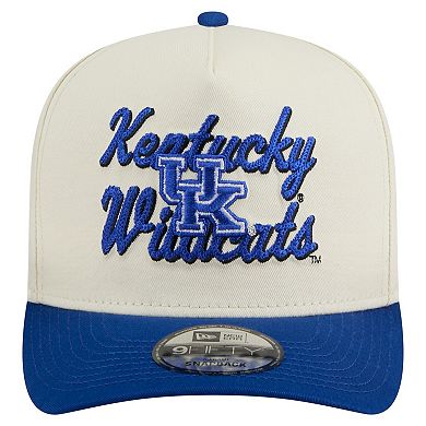 Men's New Era Cream/Royal Kentucky Wildcats Vintage Chainstitch 9FIFTY A-Frame Snapback Hat