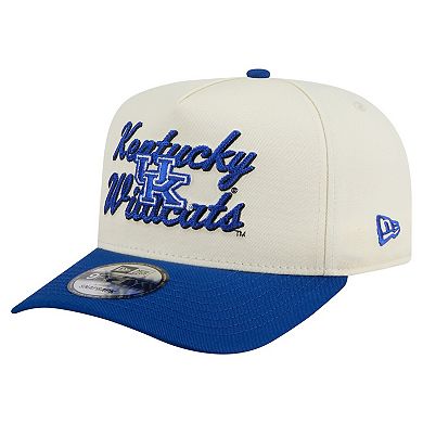 Men's New Era Cream/Royal Kentucky Wildcats Vintage Chainstitch 9FIFTY A-Frame Snapback Hat