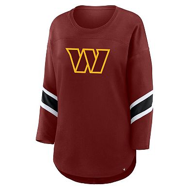 Women's Fanatics Burgundy Washington Commanders Plus Size Redzone 3/4-Sleeve Scoop Neck T-Shirt