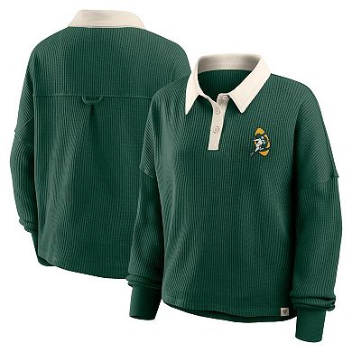 Women's Fanatics Green Green Bay Packers Oversized Hometown Premium Thermal Long Sleeve Shirt