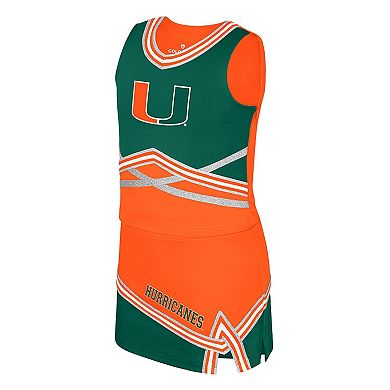 Girls Youth Colosseum Orange Miami Hurricanes Lollipop Park Cheer Two-Piece Set