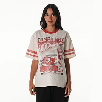 Women's The Wild Collective Cream Tampa Bay Buccaneers Vintage Drop Shoulder Oversized Boyfriend T-Shirt