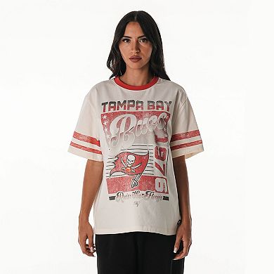 Women's The Wild Collective Cream Tampa Bay Buccaneers Vintage Drop Shoulder Oversized Boyfriend T-Shirt