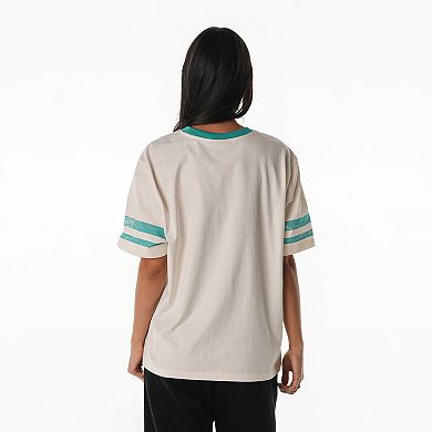Women's The Wild Collective Cream Miami Dolphins Vintage Drop Shoulder Oversized Boyfriend T-Shirt