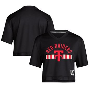 Women's adidas Black Texas Tech Red Raiders Throwback Cropped T-Shirt