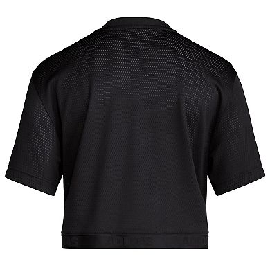 Women's adidas Black Texas Tech Red Raiders Throwback Cropped T-Shirt