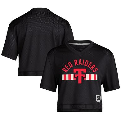 Women's adidas Black Texas Tech Red Raiders Throwback Cropped T-Shirt