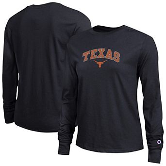 Women's Champion Black Texas Longhorns Arch Over Logo Long Sleeve T-Shirt