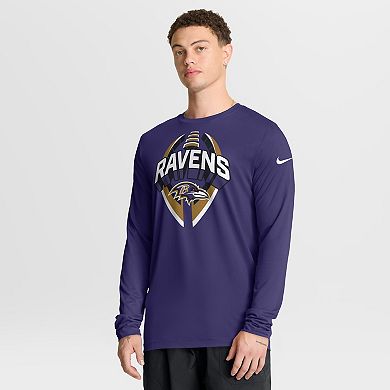 Men's Nike Purple Baltimore Ravens Primetime Legend Icon Performance Long Sleeve T-Shirt