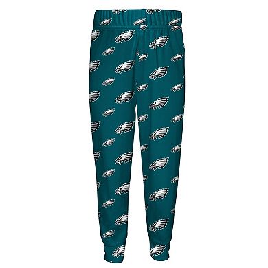 Toddler Outerstuff Green Philadelphia Eagles All-Over-Print Long Sleeve T-Shirt and Pants Sleep Set
