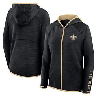 Women's Fanatics Black New Orleans Saints Redzone End Around Pass Raglan Full-Zip Hoodie