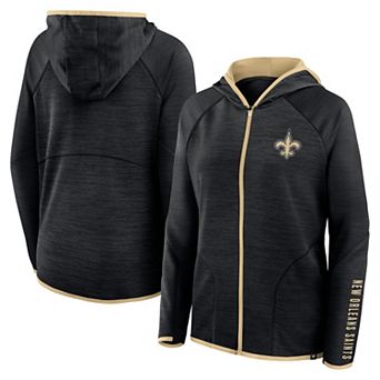 Women's Fanatics Black New Orleans Saints Redzone End Around Pass Raglan Full-Zip Hoodie