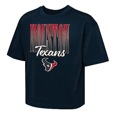 Girls Youth Outerstuff Navy Houston Texans Big City Boxy T-Shirt