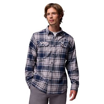 Men's Columbia Navy Dallas Cowboys Flare Gun Long-Sleeve Button-Up Flannel Shirt