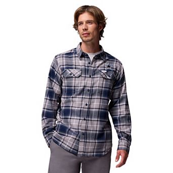 Men's Columbia Navy Dallas Cowboys Flare Gun Long-Sleeve Button-Up Flannel Shirt