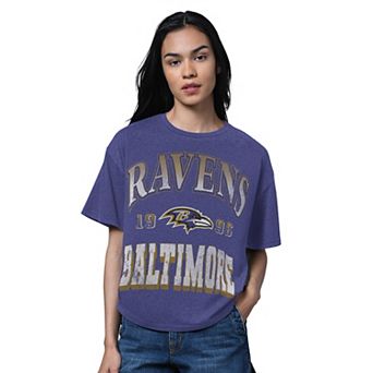 Women's Starter Heather Purple Baltimore Ravens Oversized Hall of Fame T-Shirt