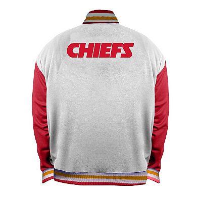 Women's Mitchell & Ness White Kansas City Chiefs Plus Size Full-Snap Satin Jacket