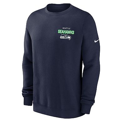 Men's Nike College Navy Seattle Seahawks Primetime Club Fleece Pullover Sweatshirt