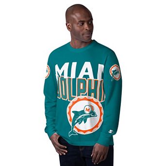 Men's Starter Aqua Miami Dolphins Extreme Clutch Hit Vintage Logo Long Sleeve T-Shirt