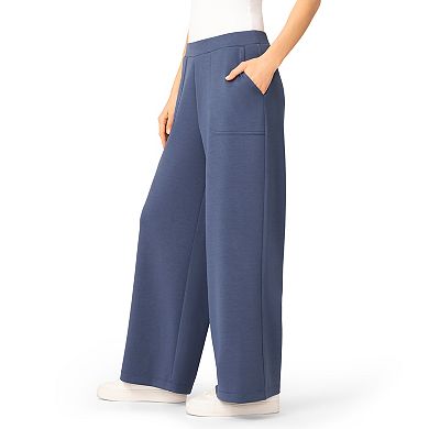 Women's Grey & Gray Wide Leg Pull-On Knit Pants