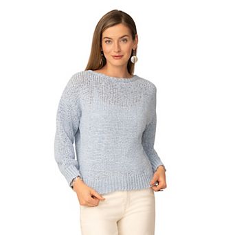 Women's Grey & Gray Long Sleeve Boatneck Sweater