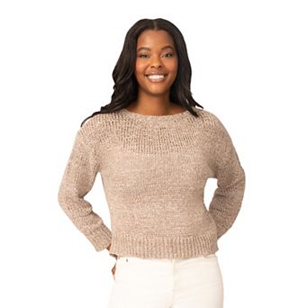 Women's Grey & Gray Long Sleeve Boatneck Sweater