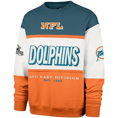 Men's '47 Aqua/Orange Miami Dolphins Throwback Breeze Maximalist Sweatshirt