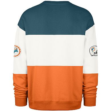 Men's '47 Aqua/Orange Miami Dolphins Throwback Breeze Maximalist Sweatshirt