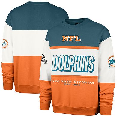 Men's '47 Aqua/Orange Miami Dolphins Throwback Breeze Maximalist Sweatshirt