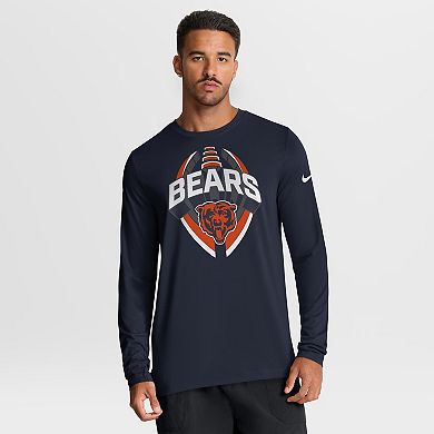 Men's Nike Navy Chicago Bears Primetime Legend Icon Performance Long Sleeve T-Shirt