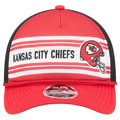 Men's New Era Red Kansas City Chiefs Linear A-Frame 9FORTY Adjustable Hat