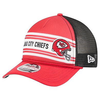 Men's New Era Red Kansas City Chiefs Linear A-Frame 9FORTY Adjustable Hat